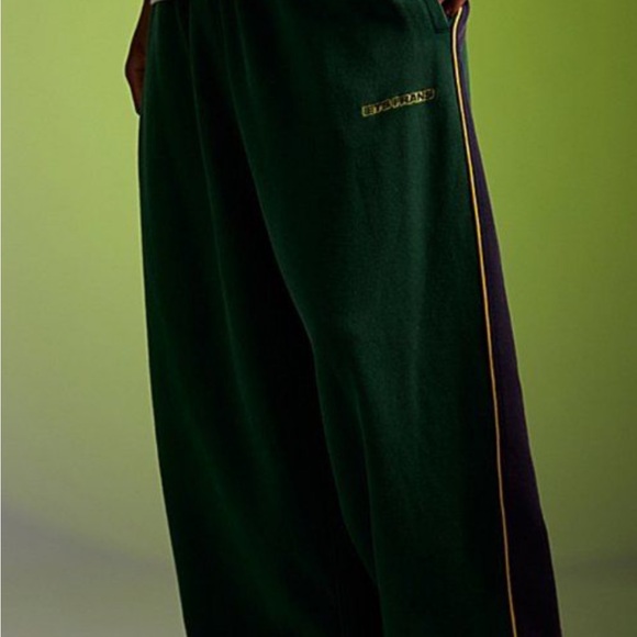 Urban Outfitters Baggy Sweatpants Teal and Blue Track Pants with Yellow Trim - Picture 2 of 4